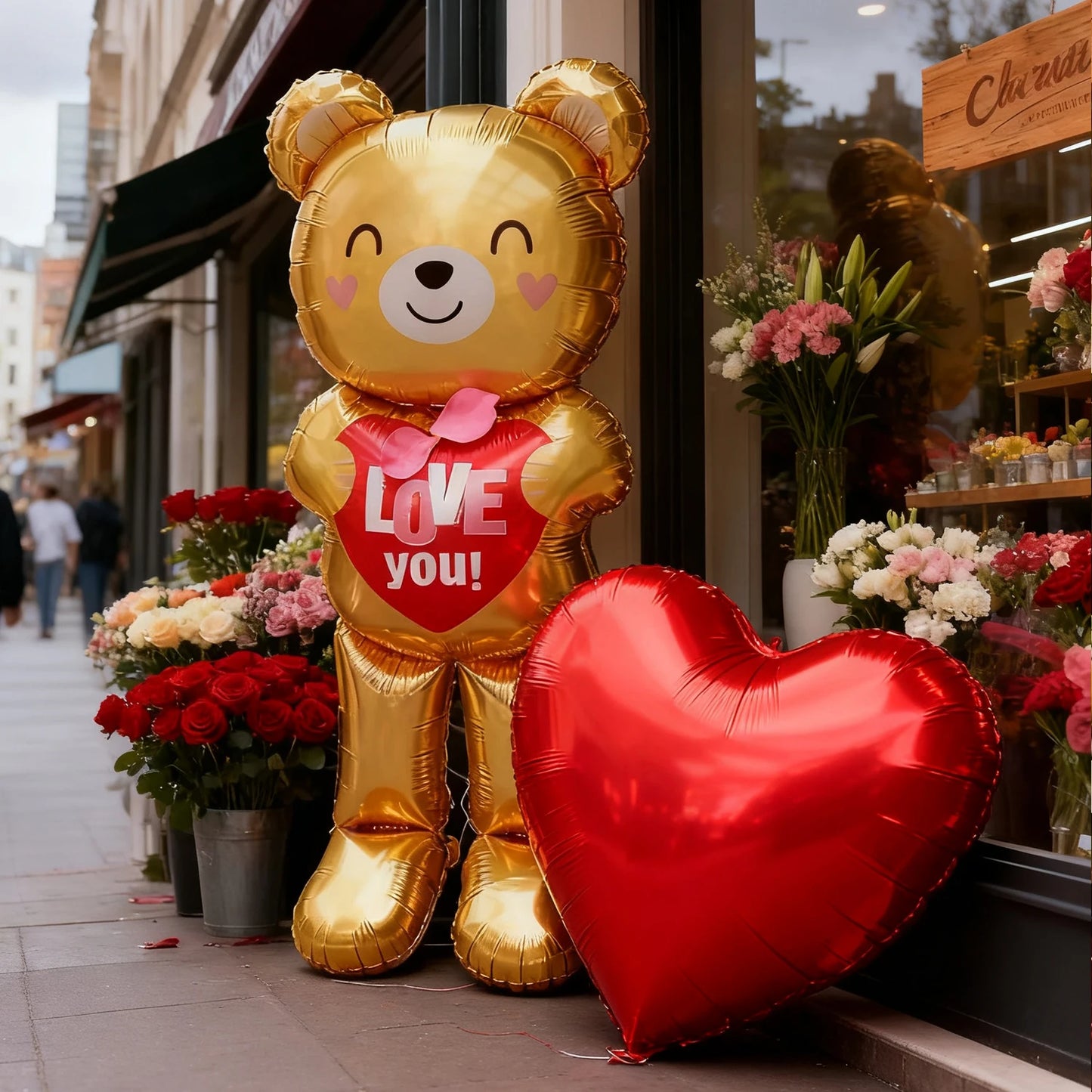 Love Bear Balloon with 32 inch Love Aluminum Film Decoration