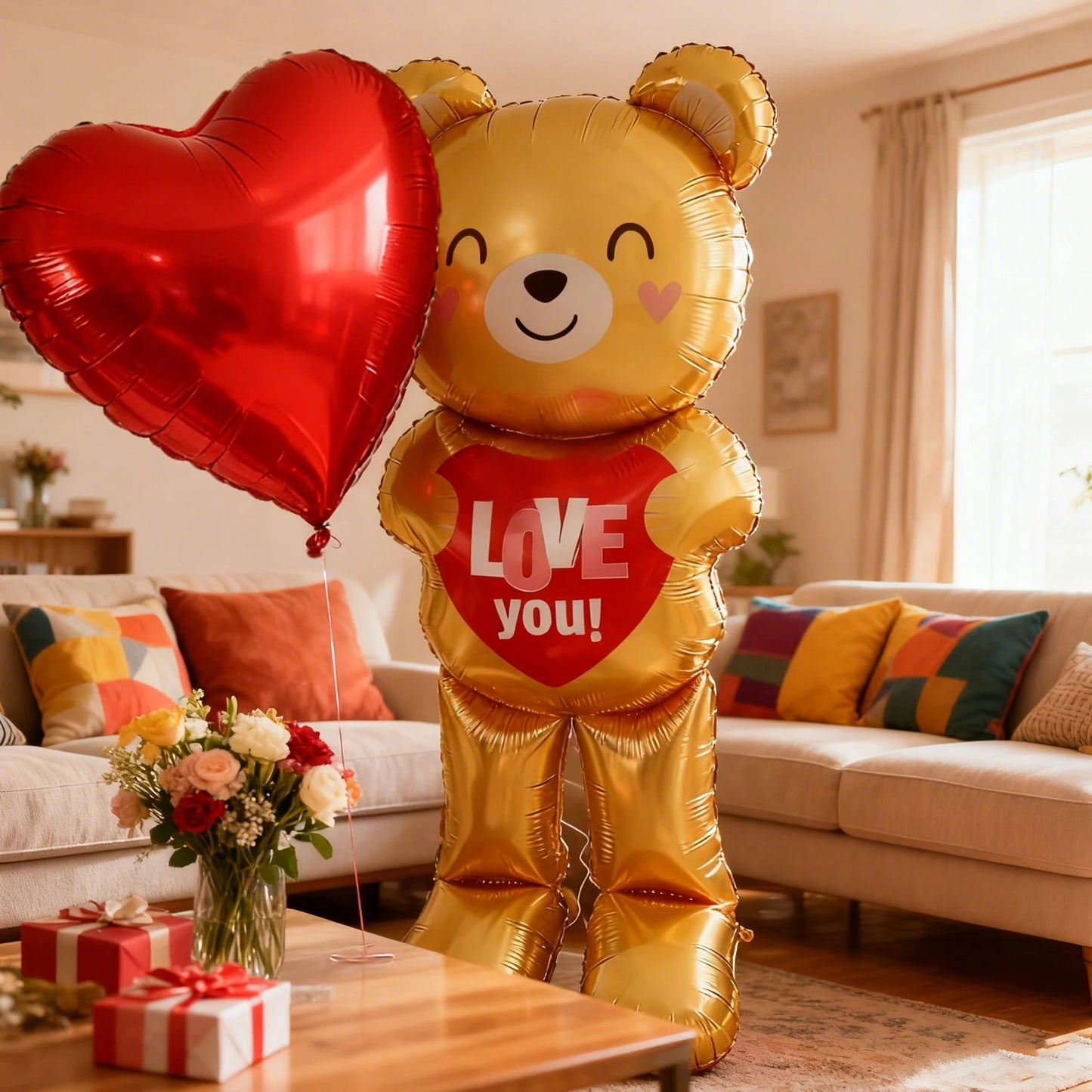 Love Bear Balloon with 32 inch Love Aluminum Film Decoration