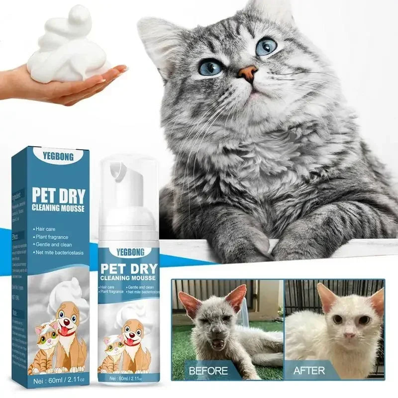 Waterless Cat Dog Shampoo No Rinse Dogs Cats Cleaning Mousse Odor Eliminator