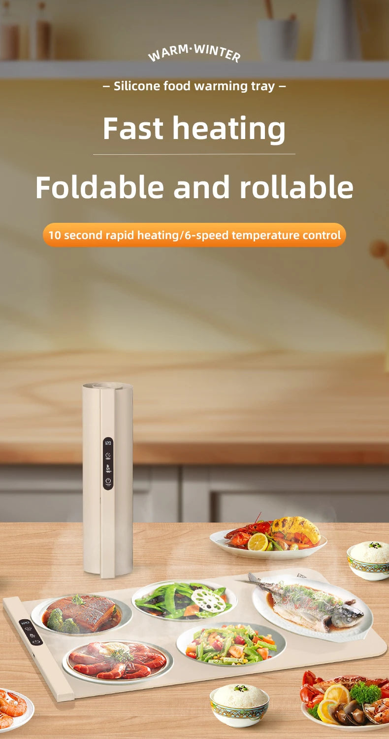 Mat Electric Warming Tray Food Warming Board Plate Foldable Portable Smart Food Fast Heating