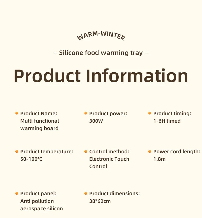 Mat Electric Warming Tray Food Warming Board Plate Foldable Portable Smart Food Fast Heating