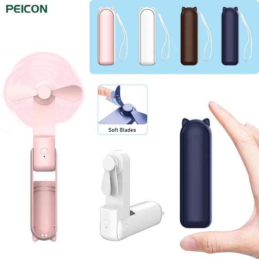 Portable Fan Super Mini Handheld Fan USB Rechargeable Fan Foldable