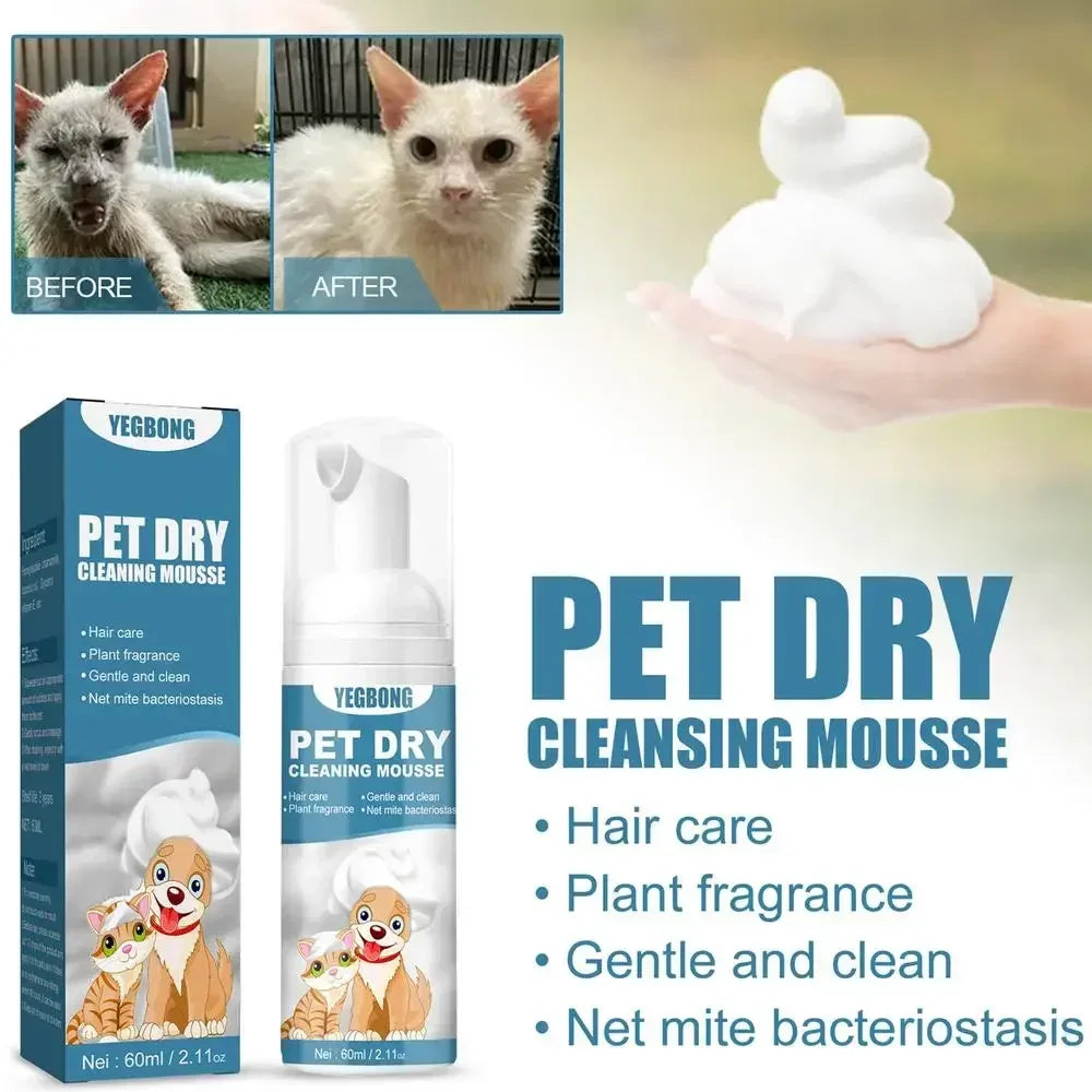 Waterless Cat Dog Shampoo No Rinse Dogs Cats Cleaning Mousse Odor Eliminator