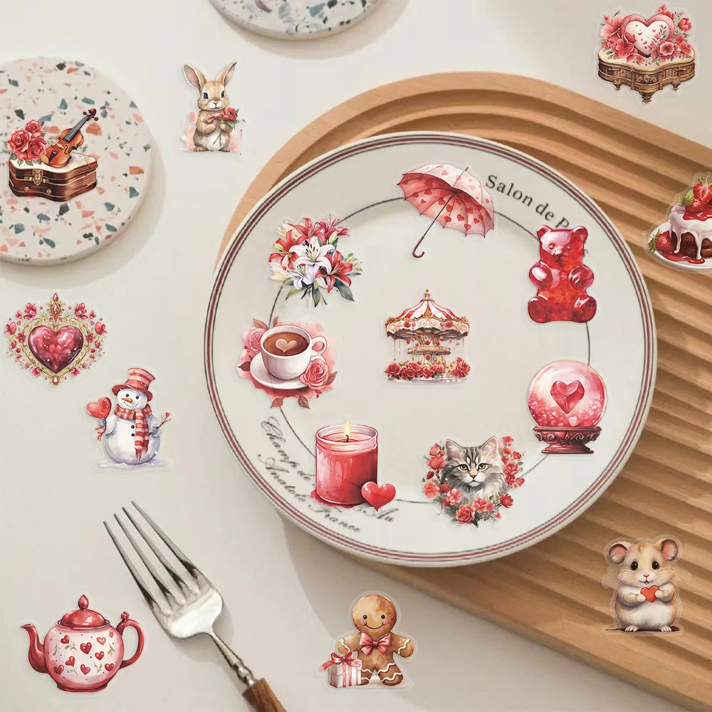 50 PCS Transparent Cartoon Confession Gift Sticker Pack Waterproof