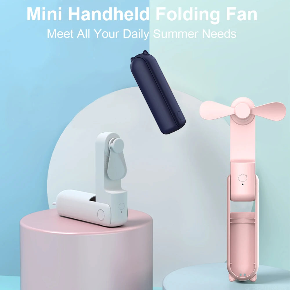 Portable Fan Super Mini Handheld Fan USB Rechargeable Fan Foldable