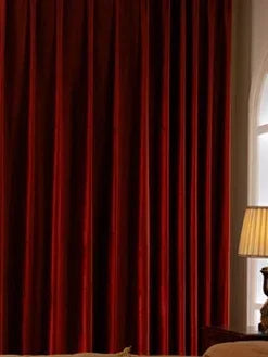 Custom Size European Luxury Retro Wine Red Glossy Velvet Curtains for Living Room Bedroom Window Blackout Decor White Tulle