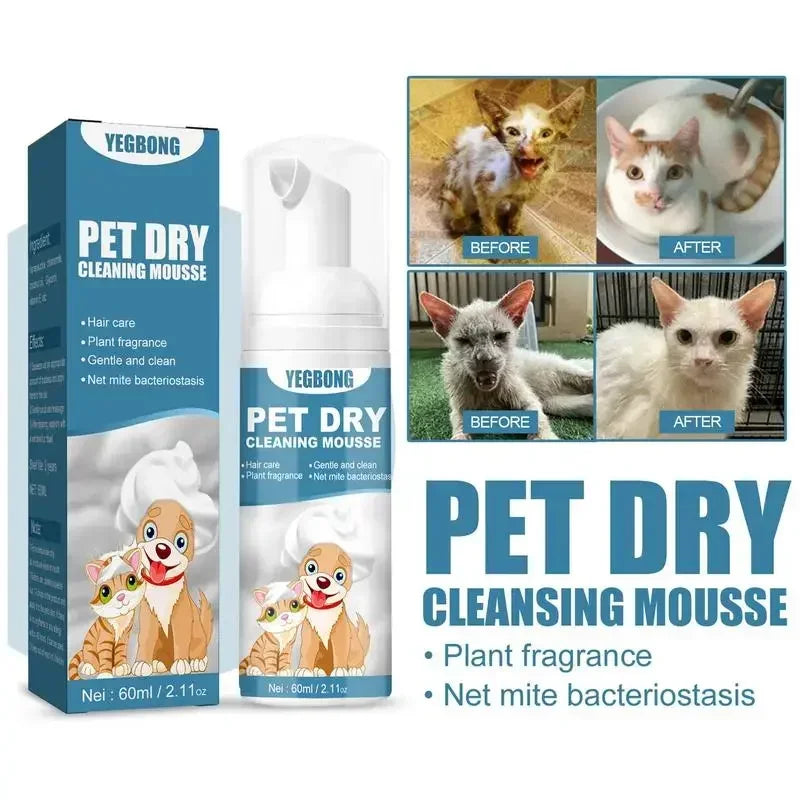 Waterless Cat Dog Shampoo No Rinse Dogs Cats Cleaning Mousse Odor Eliminator