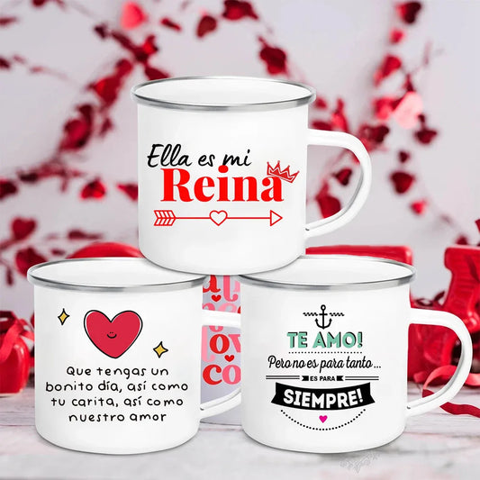 Mugs Drinkware Cups Valentine's Day Present Enamel Mug