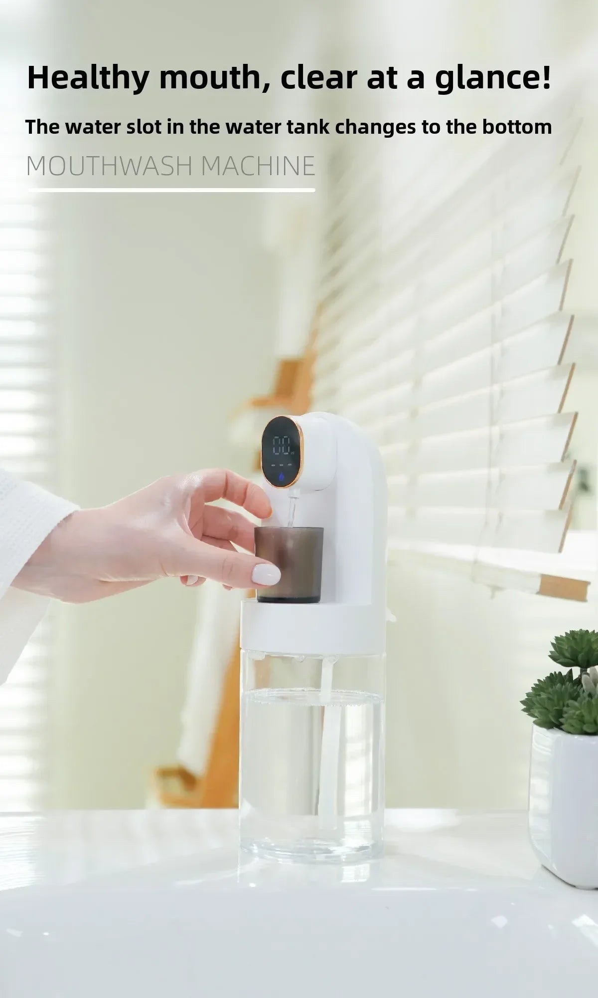 Smart 600ml Mouthwash Dispenser with Magnetic Induction,Wall  Mounted, 4  Gear Liquid Control, Auto  Cleaning