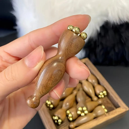 Hot Face Massage Tools Lotus Seedpod Beauty Brass & Rosewood Dark Circles