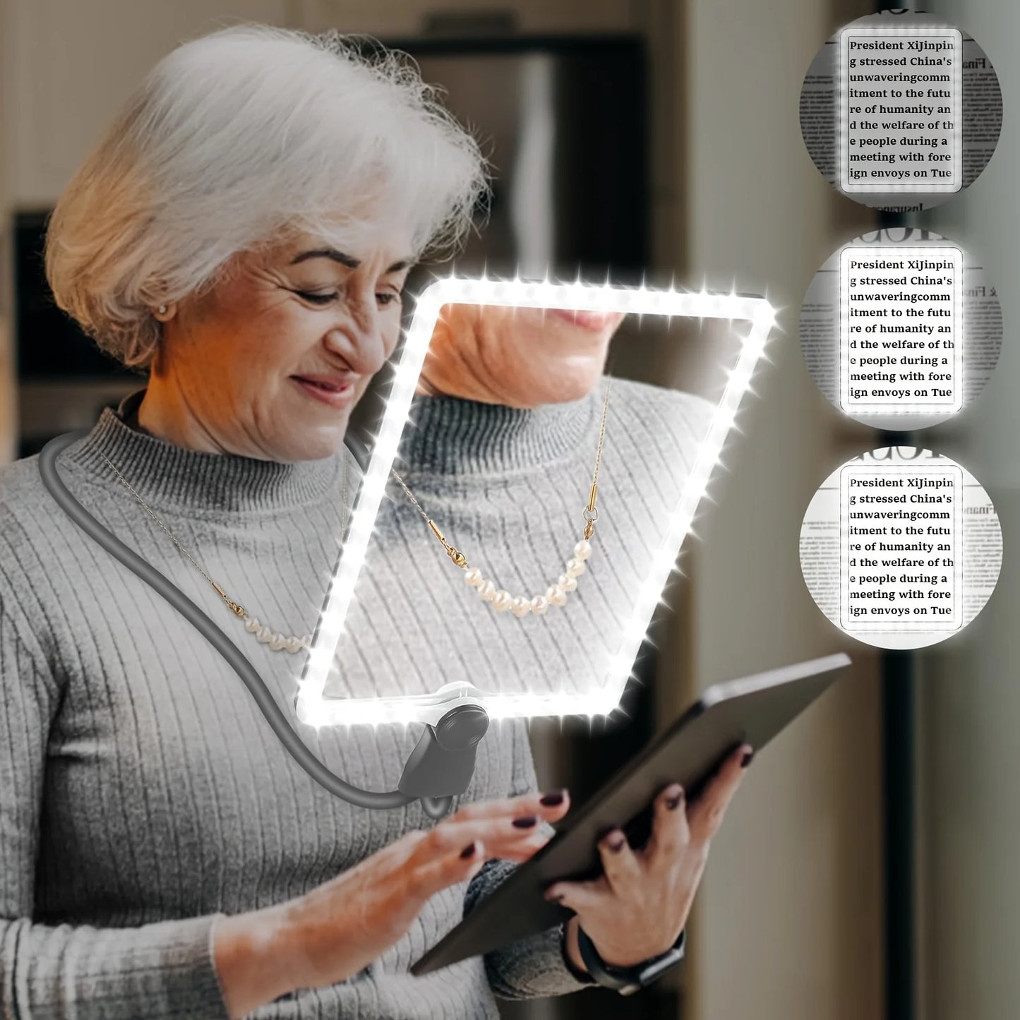 Large 10X Rechargeable Magnifying Glass with LED - Full Page for Reading