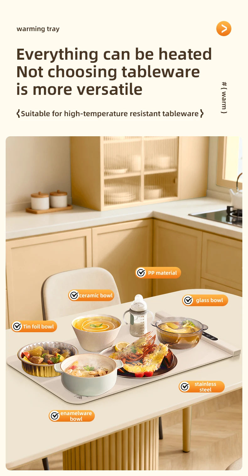 Mat Electric Warming Tray Food Warming Board Plate Foldable Portable Smart Food Fast Heating
